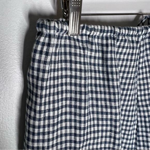 Reformation Jaida Linen Wide  Leg Pants Slate Blue Check Sz S - Picture 5 of 7